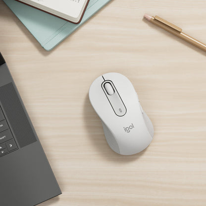 Logitech Signature M650 L Wireless Mouse - for large hands, Quiet Clicks, Customizable Side Buttons, Bluetooth, Multi-Device Compatibility - White