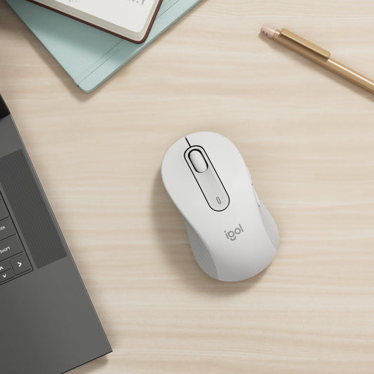 Logitech Signature M650 L Wireless Mouse - for large hands, Quiet Clicks, Customizable Side Buttons, Bluetooth, Multi-Device Compatibility - White