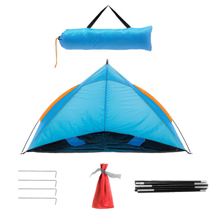 Blumixx pop-up beach tent for 2-3 people - wind protection & sun protection beach tent, compact foldable, lightweight travel beach tent, baby beach tent, UV protection, 220x120x120 cm, turquoise.
