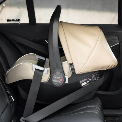 Gcarebb PU Leather 3 in 1 Stroller, Buggy with Car Baby Seat, One-click Foldable Portable Stroller Complete Set, Combo Stroller with Aluminum Frame for Newborns 0-4 Years