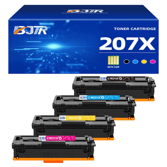 207X 207A Toner Set (WITH CHIP) / Compatible for HP 207X 207A Multipack / Toner for Color Laserjet Pro MFP M283fdw M255dw M282nw M283fdn M255nw / W2210X W2211X W2212X W2213X Black Cyan Yellow Magenta