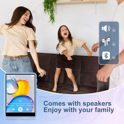 ZAQE 64GB MP3 Player Bluetooth 5.3 Stable, 2.4" Touchscreen MP3 Bluetooth Portable, HiFi Mp3 Player with Speaker, FM Radio, Voice Recorder, Includes Headphones, Supports up to 128GB (Blue)