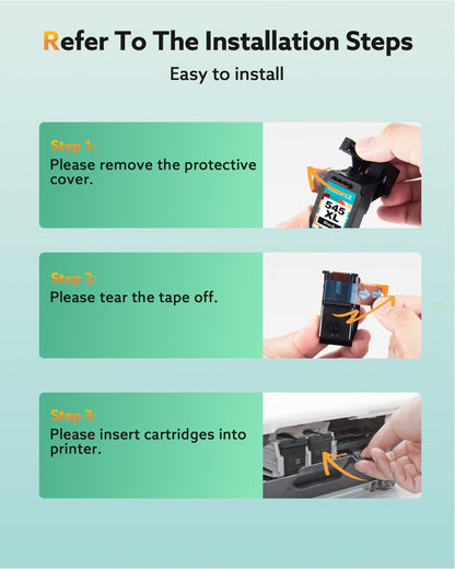 PG-545XL 545 XL Black Printer Cartridges for Canon PG 545 XL 545XL, for Canon Pixma TS3450 MG2550S MG2555S TR4550 TR4551 TS3150 TS3151 MG2950 MG3050 MX490 MX495 iP2850 MG2450 MG3053 Printers (2-pack)