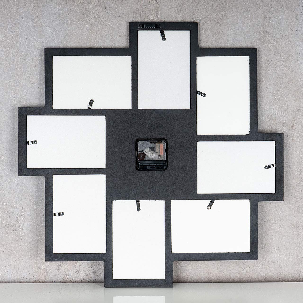 levandeo wall clock black 48x48cm wooden photo frame for 8 photos photo frame collage photo clock clock kitchen clock photo collage wall decoration decor