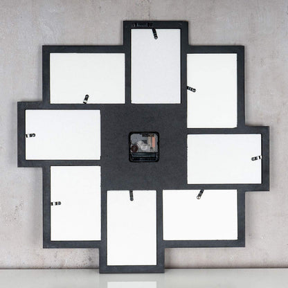 levandeo wall clock black 48x48cm wooden photo frame for 8 photos photo frame collage photo clock clock kitchen clock photo collage wall decoration decor