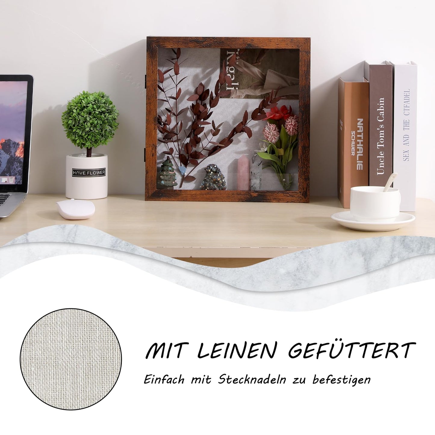 Muzilife Wood 3D Picture Frame for Filling with Opening 28x35cm, Dark Brown Object Frame with Pins and Dowels for DIY Display Shadow Box, Gift for Family Friends Office, Dark Brown