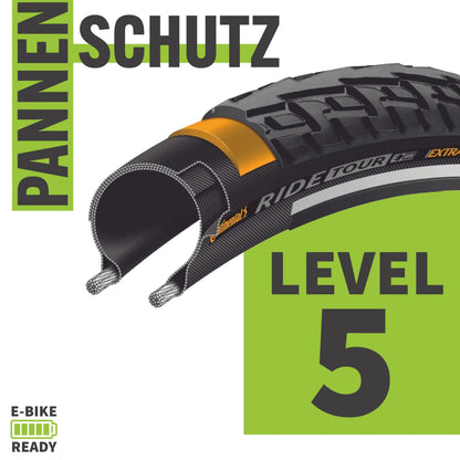 2-piece set Continental bike tires Ride Tour 28 inch (37-622) selectable with tubes + 3 MSZweirad tire levers (28 x 1 3/8 (37-622), DV tubes)