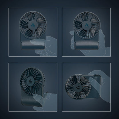 ARCTIC Summair 2Go - Rechargeable handheld fan with stand, infinitely adjustable, 4-77h runtime, USB-C connection (incl. USB-A cable) - Blue