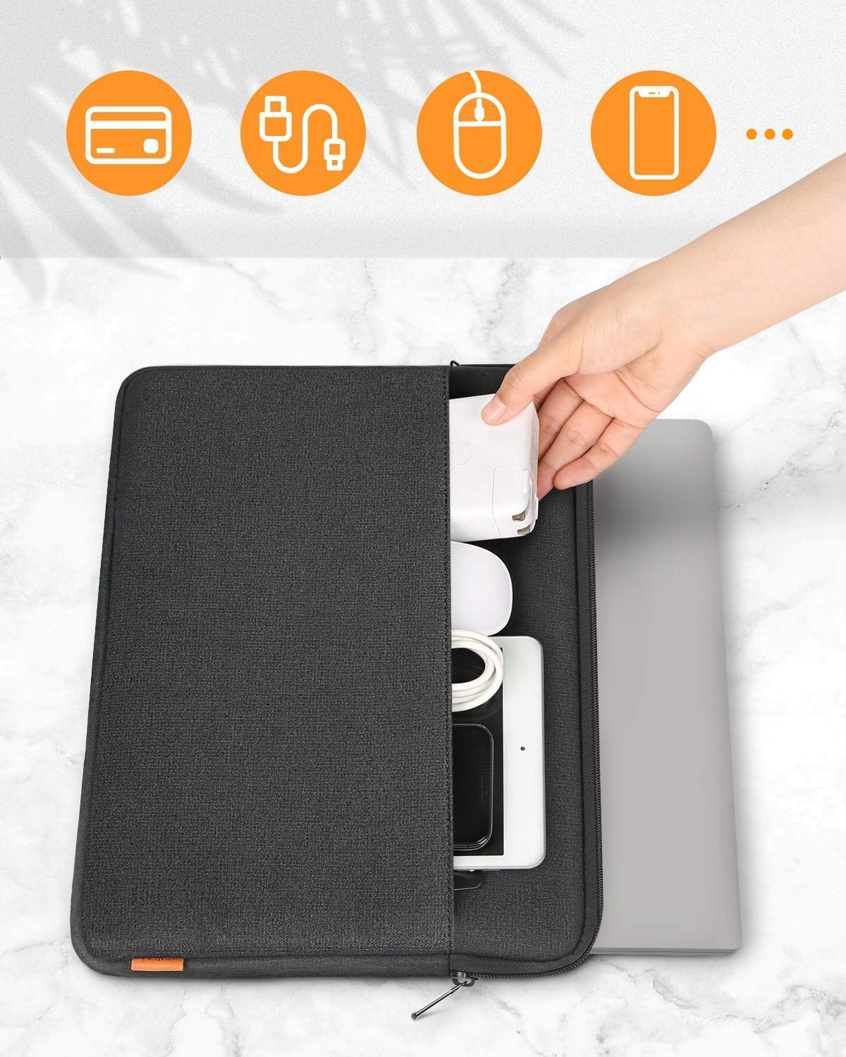 Inateck laptop sleeve waterproof case compatible with 15.6-inch notebook.