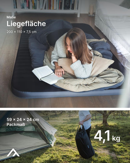 qeedo Cloudmat Double M Self-Inflating Premium Air Mattress - Soft, Comfortable Sleeping Pad for Camping, Traveling, or as a Guest Bed