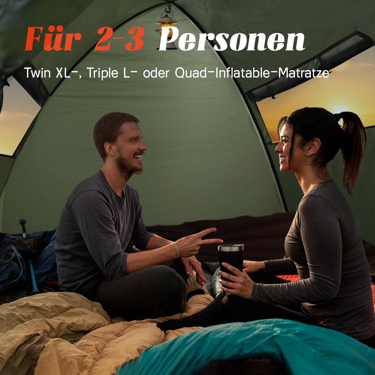 Tent 2-3 Person Camping Tent, Ultralight Dome Tent Waterproof & Windproof 3-4 Season, Small Pack Size, Suitable for Trekking, Camping, Outdoor