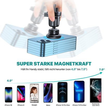 Miracase phone holder with 6 strong magnets, 2 metal plates, universal 360° magnetic car phone holder for iPhone, Samsung, Huawei smartphones.