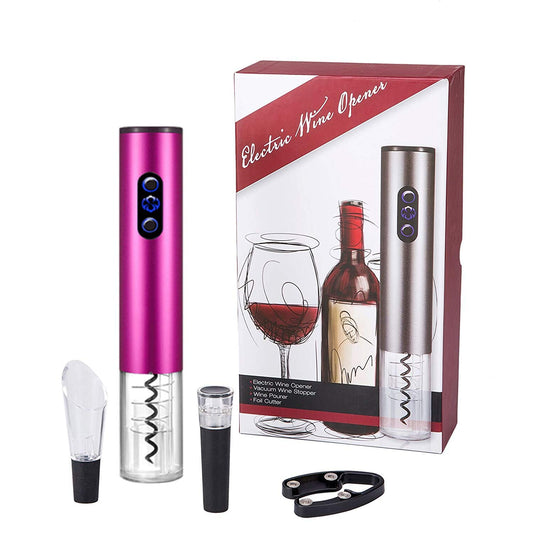 Corkscrew, Bi-Comfort Electric Wine Opener, Automatic Bottle Opener, Wine Bottle Opener Luxury Gift Set includes foil cutter, wine pourer, and vacuum wine stopper.