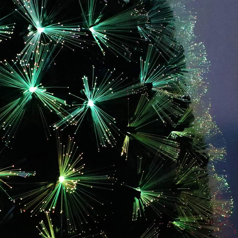 Artificial Christmas Trees 180CM Fibre Optic Christmas Tree with Pine Needle LED Lighting for Christmas Decoration at Home and Office (200 LEDs, Multicoloured Pine Needle)