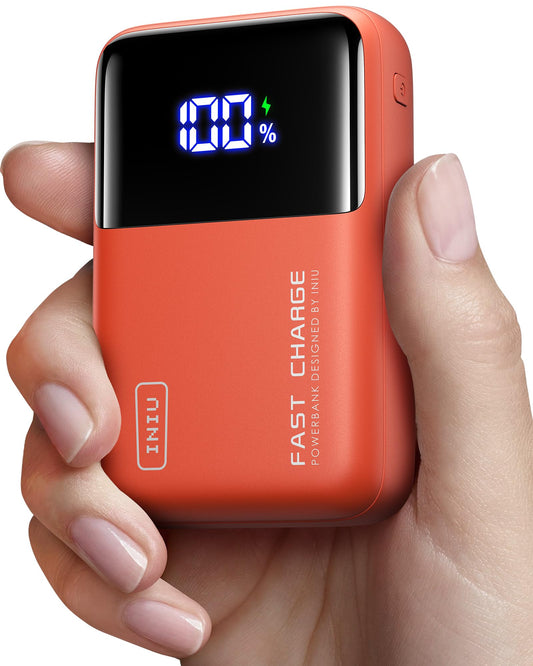 INIU Power Bank, 25000mAh 100W power bank small but powerful for phones & laptops, fast outdoor camping external phone batteries, compatible with MacBook iPhone Samsung Steam Deck for men and women, orange