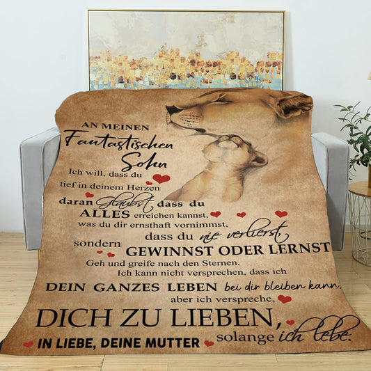 Personalized blanket for my son from mom. Flannel throw blanket with positive encouraging message. TV blanket, soft fleece for sofa or travel. 150x200 cm.