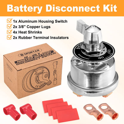 Spurtar Battery Disconnect Switch 12V 24V 48V Battery Isolator Switch 200A High Current Battery Main Switch for Car, Vehicle, Truck, Winch, ATV, RV, Marine, Boat