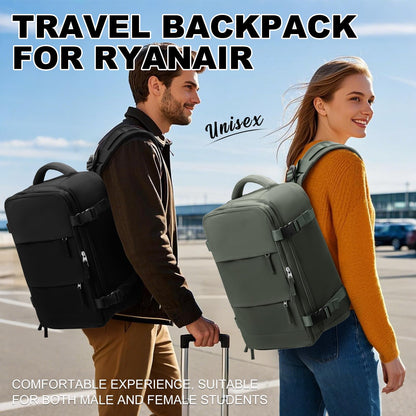 SZLX large travel backpack for women, carry-on backpack, hiking backpack waterproof outdoor sports backpack casual daypack school bag fit 14-inch laptop with shoe compartment and laptop compartment, beige
