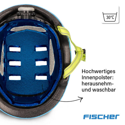 FISCHER BMX bike helmet, dirt bike helmet Plus game, XS/S, 48-54cm, blue, with integrated LED rear light.