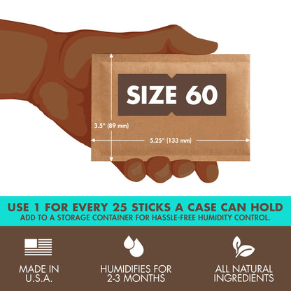 Boveda for Cigars/Tobacco | 2-way humidity control at 72% relative humidity | Size 60 for use with 25 cigars in a humidor | patented technology for cigar humidors | sales carton of 12 pieces