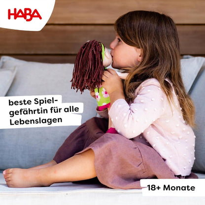 HABA Cuddly doll Coco - Soft fabric doll 30 cm, perfect for girls and boys, washable and easy to dress and undress, for ages 1.5 and up - 1303666001