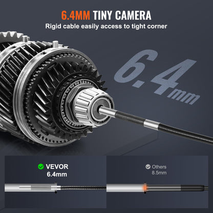 VEVOR Industrial Endoscope Digital Borescope Inspection Camera Endoscopic Camera 1080P HD with waterproof camera 6.4mm IP67 pipeline camera with 5-inch screen 0-180° bidirectional 4500mAh battery