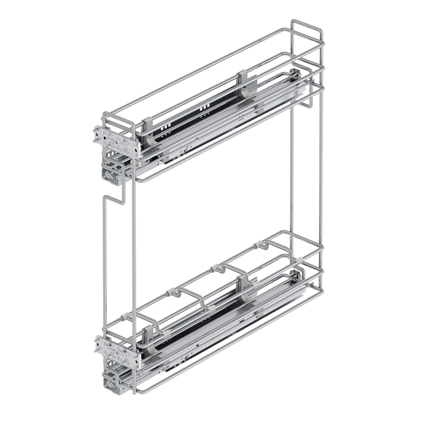 Emuca - Pull-out bottle holder with damping system, Pull-out bottle cart for kitchen cabinets, 150mm, Chrome-plated, Steel