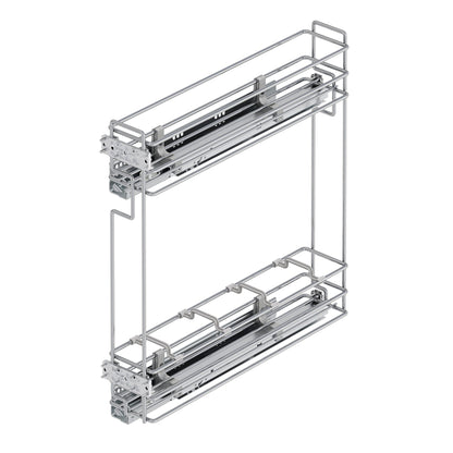 Emuca - Pull-out bottle holder with damping system, Pull-out bottle cart for kitchen cabinets, 150mm, Chrome-plated, Steel