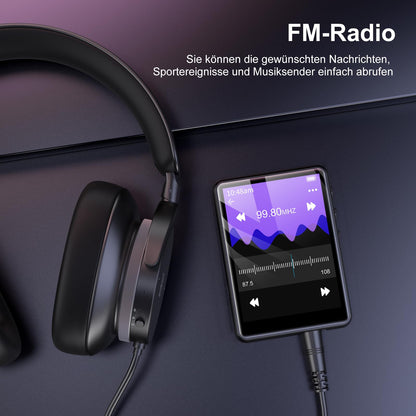SWOFY 64GB MP3 Player Bluetooth 5.3 HiFi Music Player, 2.4-Inch Touchscreen MP3 Player with Speaker Recorder, FM Radio, supports 128GB mp3 Player Kids (Gray)