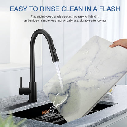 YUXSM Dish Drying Mats for Kitchen Counter, ultra-absorbent, non-slip, heat-resistant mat, kitchen supplies, stone drying mats, dish mat. (30.5 x 40.6 cm, White Marble)