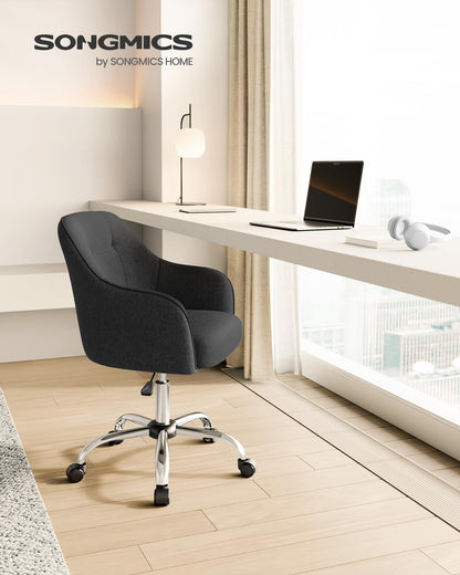 SONGMICS Home Office Chair, Swivel Desk Chair, Height Adjustable, Supports up to 110 kg, Breathable Fabric, for Home Office, Bedroom, Black OBG019B01