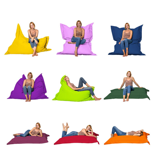 Momiralland Rectangular Bean Bag Chair - Indoor & Outdoor - 2 in 1 Function - for Relaxation - Giant Seat Cushion for Kids and Adults - EPS Bead Filling (Kiwi, Indoor & Outdoor 120 x 140 cm)