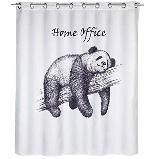WENKO Anti-Mold Shower Curtain Home Office Flex, antibacterial textile curtain with anti-mold effect, washable, water-repellent, with integrated hanging system, 180 x 200 cm, Black/White