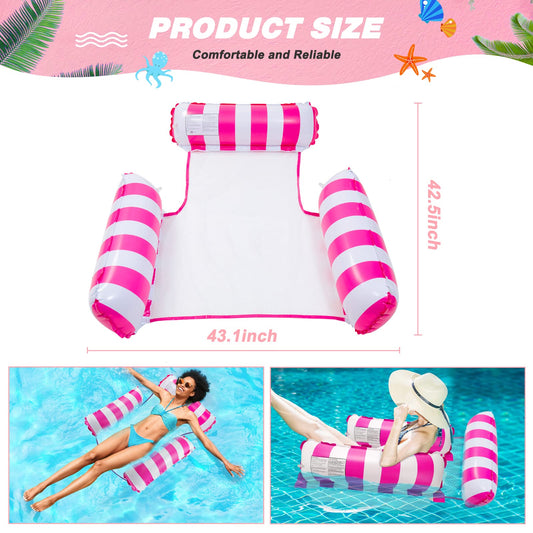 MLRYH 2 Piece Air Mattress Pool, Pool Toy 4 In 1 Inflatable Water Toy Pool Accessory, Pool Inflatable Water Hammock for Chair Mattresses Seat Swim Mat with Inflator Pump.