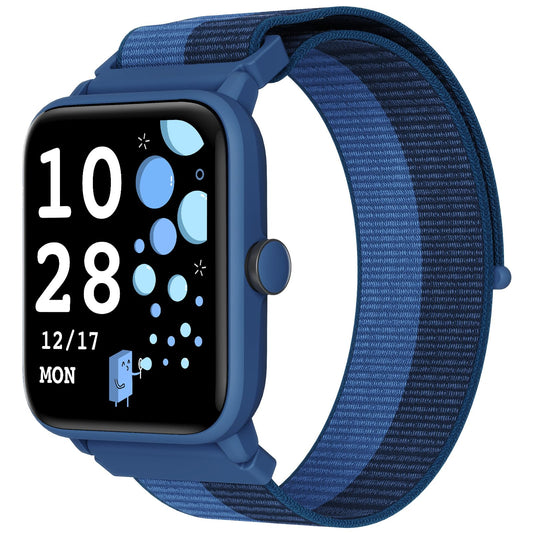 BIGGERFIVE Smartwatch Kids, Fitness Tracker Watch Digital Fitness Watch with Step Counter, 24/7 Heart Rate, 5ATM Waterproof, Sleep Monitor, Alarm, 1.5" HD Touchscreen for Girls Boys 3-14, Nylon