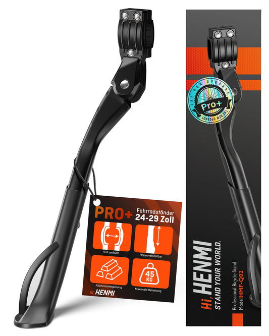 HENMI Bike Stand 24-29 Inch Pro+, Height Adjustable Rear Bike Stand for E-Bike, Mountain Bike, Trekking Bike, City Bike, Road Bike
