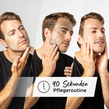 SKINBRO Men's Skincare Set | Made in Germany | 3-piece skincare set for men - cleansing, exfoliating, and face cream with caffeine | Vegan | Ideal gift for men | Cleanser, care, & moisturizer