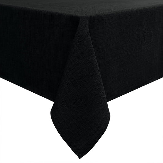 Smiry linen-look tablecloth, waterproof with lotus effect, rectangular 140 x 200 cm. Stain-resistant black table cover for easy cleaning and protection.