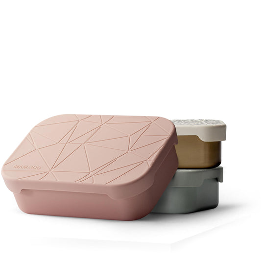 MAMEIDO Stainless Steel Lunch Box 800ml with flexible divider & silicone lid. Ideal for adults and kids, with compartments for snacks. (Cotton Candy, 0.8l)