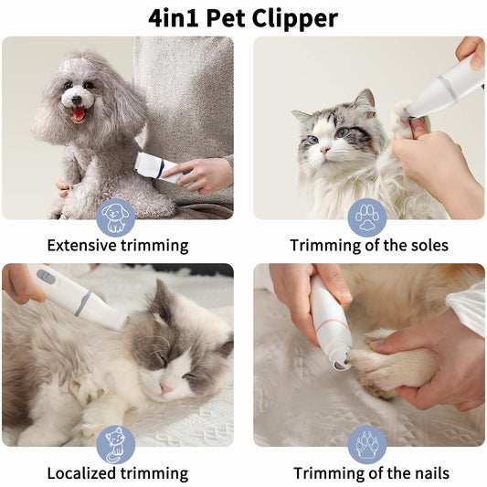 Airminti cat clipper for small & medium-sized dogs cats, USB rechargeable cat shaver with 4 removable multifunctional cutting heads, pet clipper for eyes/ears/paws/nails (Pink)
