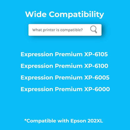 Cartridgeify 202 XL printer cartridges compatible with Epson 202 202XL cartridges multipack, for Expression Premium XP-6000 XP-6005 XP-6100 XP-6105 XP6000 XP6005 XP6100 XP6105 (pack of 10)