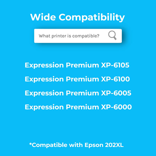 Cartridgeify 202 XL printer cartridges compatible with Epson 202 202XL cartridges multipack, for Expression Premium XP-6000 XP-6005 XP-6100 XP-6105 XP6000 XP6005 XP6100 XP6105 (pack of 10)