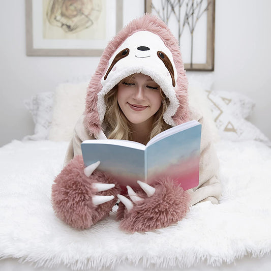 iyoimono Pink Sloth Gift for Women Portable Blanket Sofa Blanket Sloth Fleece Blanket Fluffy Cartoon Throw Cute Animal Pattern Home Blanket 152*125cm