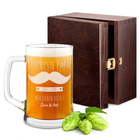 Maverton beer stein with engraving - personalized - 500 ml - Christmas gifts - Birthday gift for men - Gift idea for beer lovers - Mustache