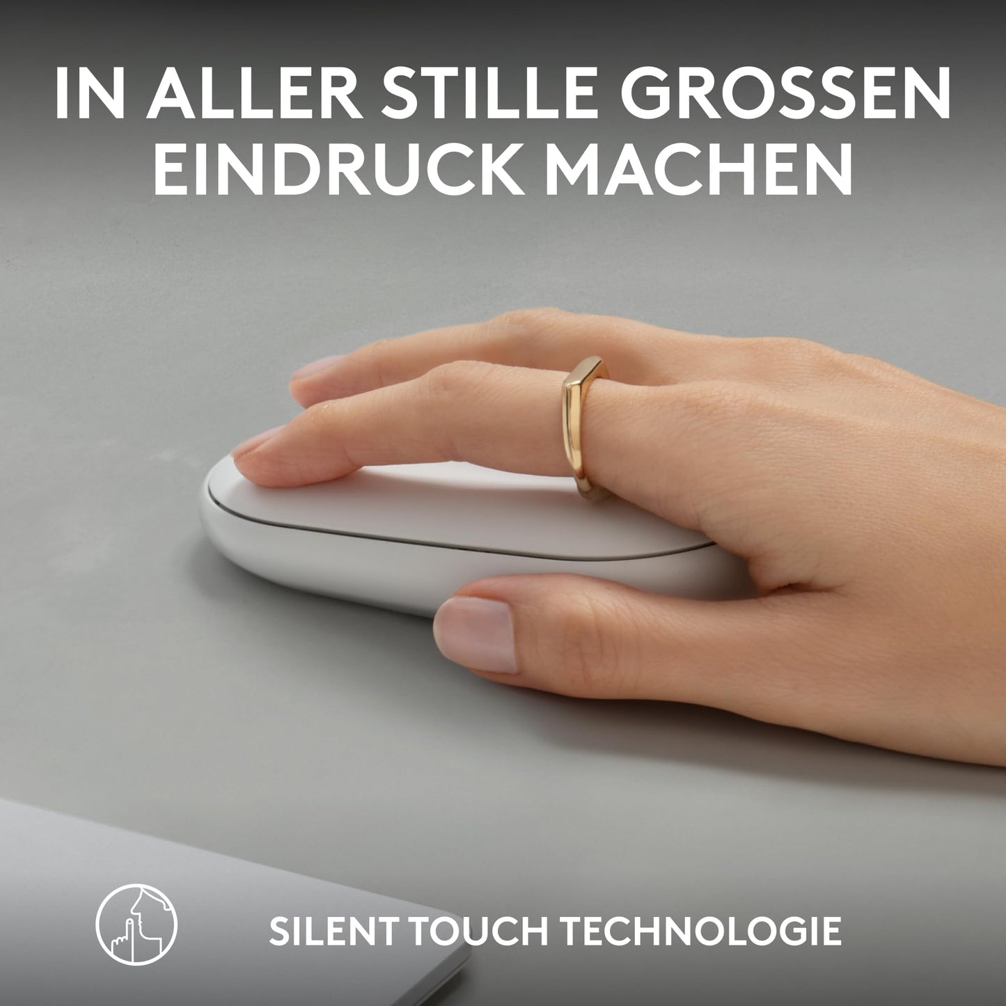Logitech Pebble Mouse 2 M350 is a slim wireless Bluetooth mouse, mobile, lightweight, customizable button, quiet clicks, Easy-Switch for Windows, macOS, iPadOS, Android, ChromeOS - White