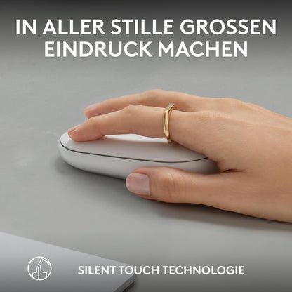 Logitech Pebble Mouse 2 M350 is a slim wireless Bluetooth mouse, mobile, lightweight, customizable button, quiet clicks, Easy-Switch for Windows, macOS, iPadOS, Android, ChromeOS - White