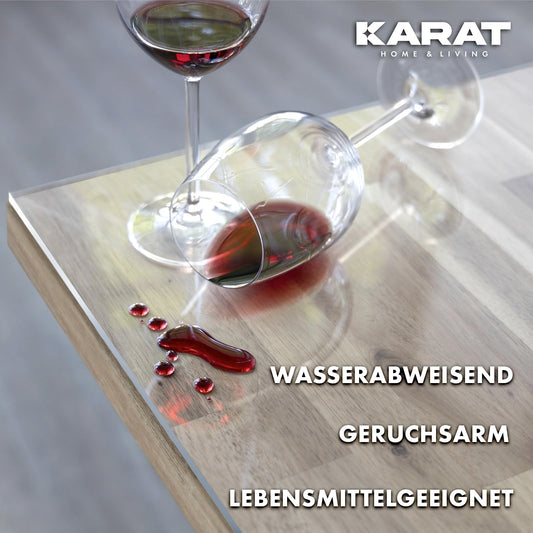 KARAT Transparent table cover with straight edge - Custom fit tablecloth, size selectable - Vinyl, clear protective film, table protector (Crystal, W:120 x L:125 cm)