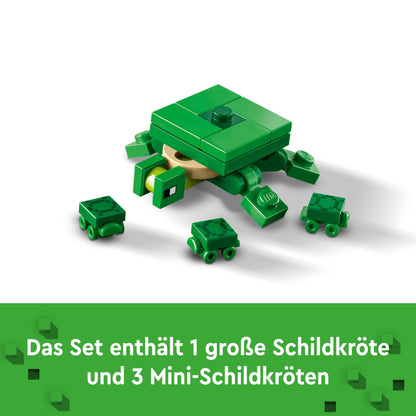 LEGO Minecraft The Turtle Beach House - Toy with animal figures & turtle figure - Playset with accessories - Crafting table, bamboo raft - Gamer gift for boys & girls aged 8+ - 21254