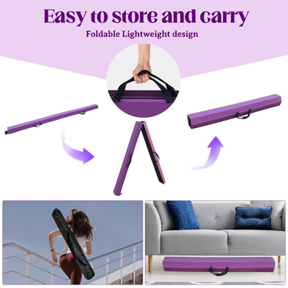 SportBob balance beam children's foldable balance beam 240cm PU leather balance beam for home practice balance beam training beam for children, fitness/training/gymnastics