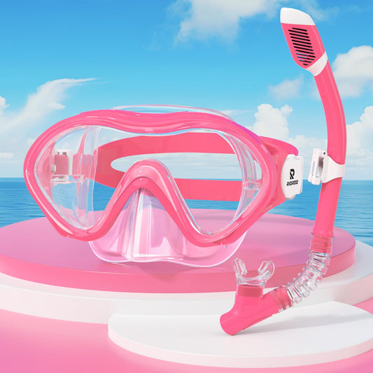 RIOROO Kids Diving Mask, Snorkel Set for Boys Girls, Kids Swim Goggles with Nose Cover Anti-Fog Anti-Leak Diving Mask 180° Panoramic HD Swim Mask for 4-14 Years